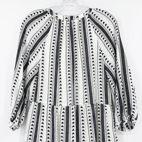 Evereve Carolina Black & Ivory Aztec Stripe Tiered Mini Dress Womens Size XS - Picture 11 of 12